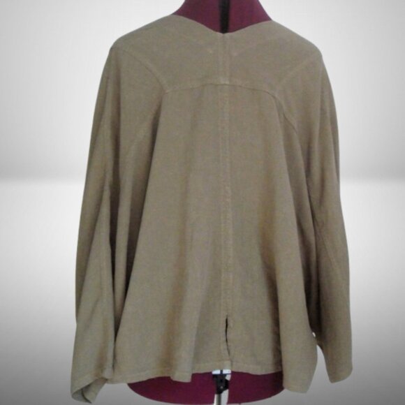 GERTIES Kimono Crop Jacket Top Layer Khaki Lagenlook - Picture 2 of 11